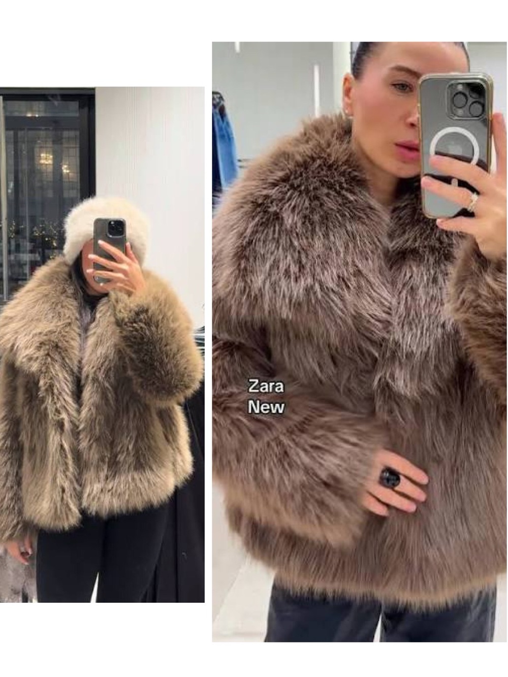 Short Faux Fur Coat Lapel Collar Long Sleeves Chic Viral Brown Teddy Coat Small - Picture 4 of 16